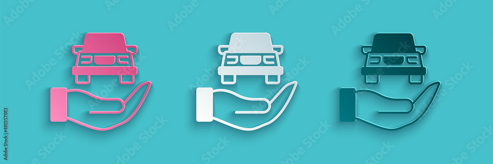 Paper cut Auto service check automotive icon isolated on blue background. Car service. Paper art sty