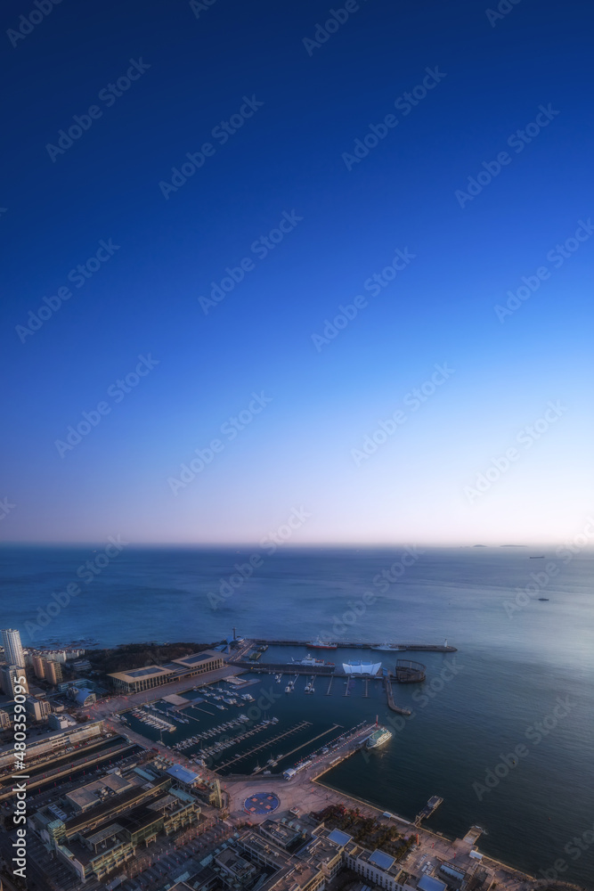 Aerial photography of modern city scenery of Qingdao, China