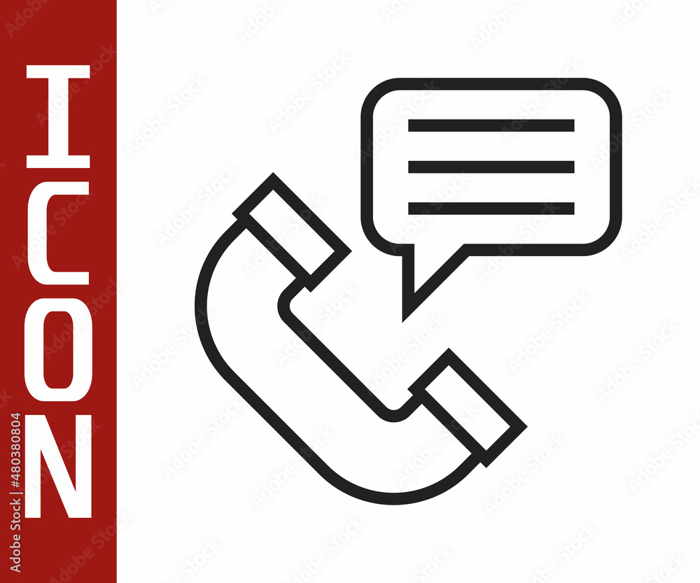 Black line Telephone conversation icon isolated on white background. Telephone handset. Phone sign. 