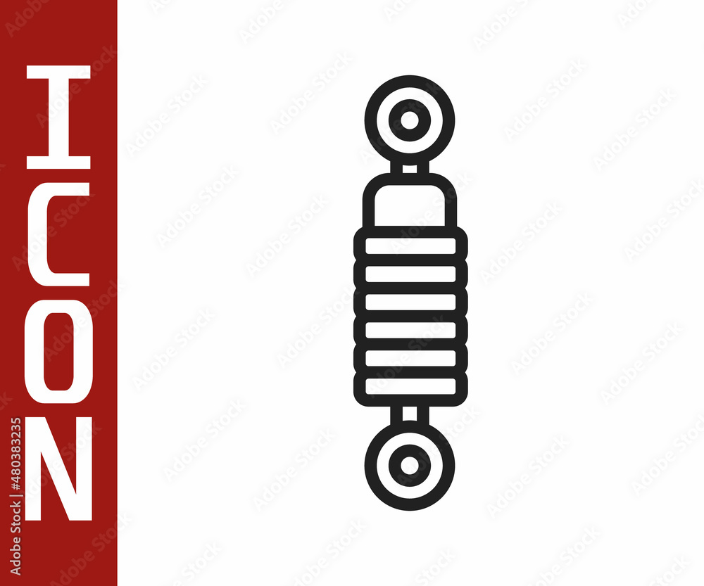 Black line Shock absorber icon isolated on white background. Vector