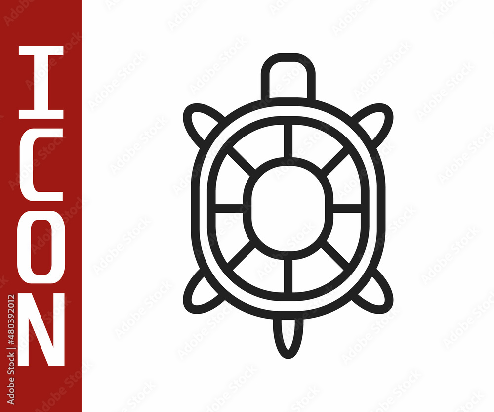 Black line Turtle icon isolated on white background. Vector