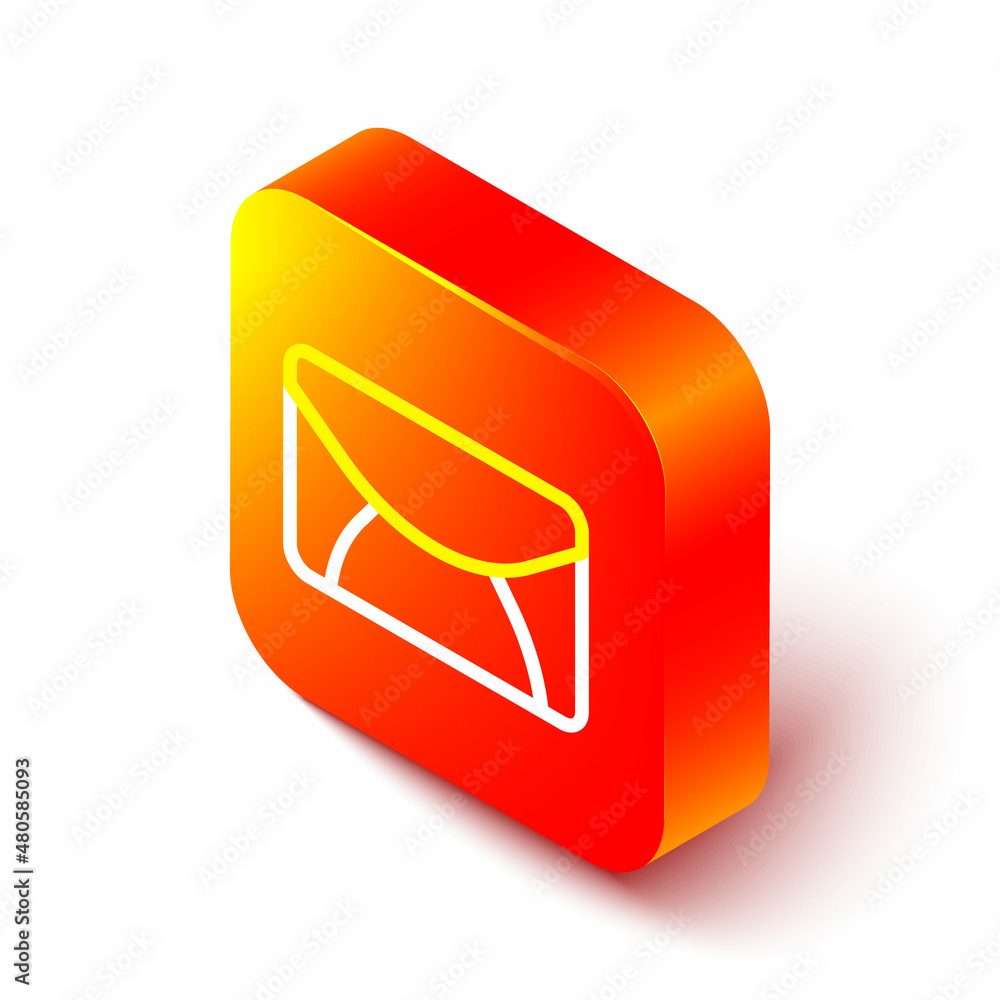 Isometric line Mail and e-mail icon isolated on white background. Envelope symbol e-mail. Email mess