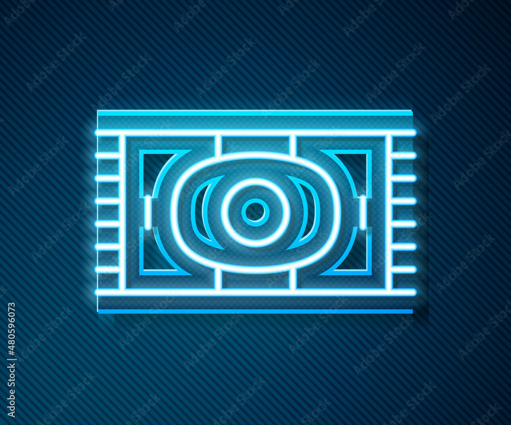 Glowing neon line Classic carpet icon isolated on blue background. Vector