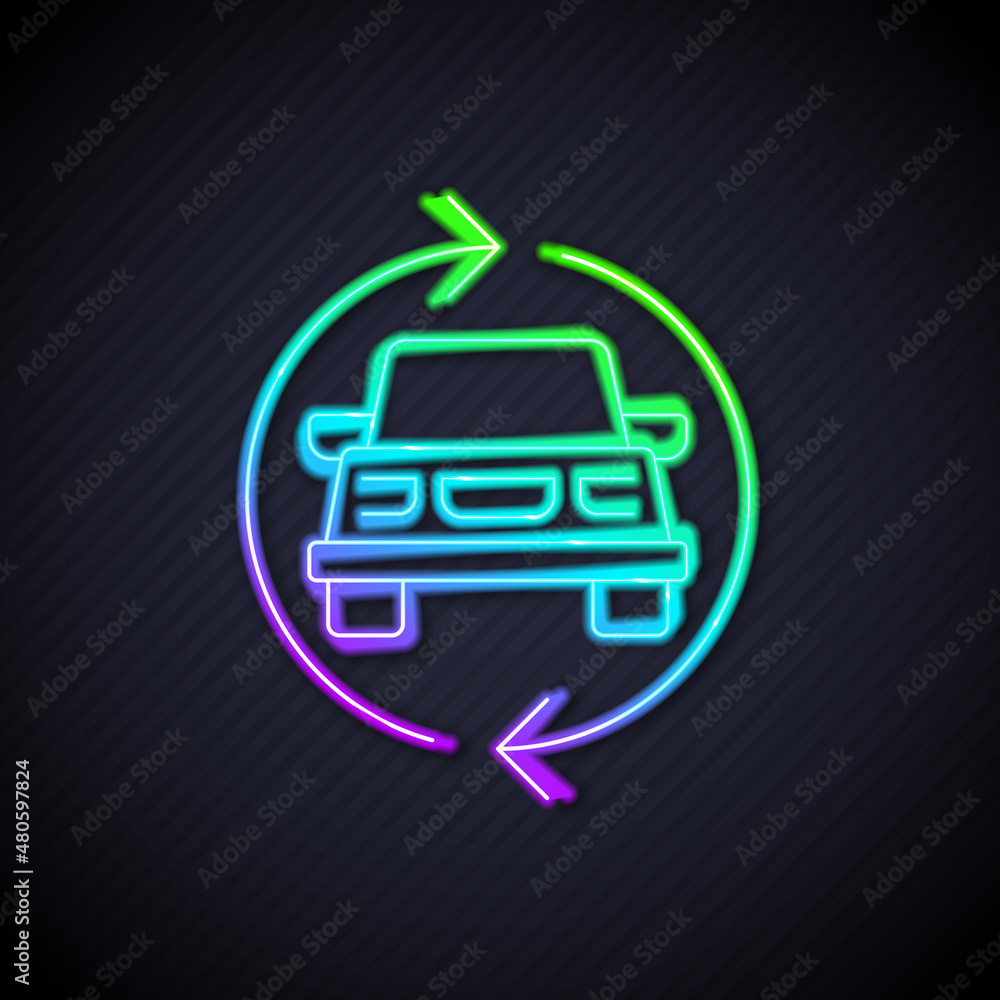 Glowing neon line Car service icon isolated on black background. Auto mechanic service. Repair servi