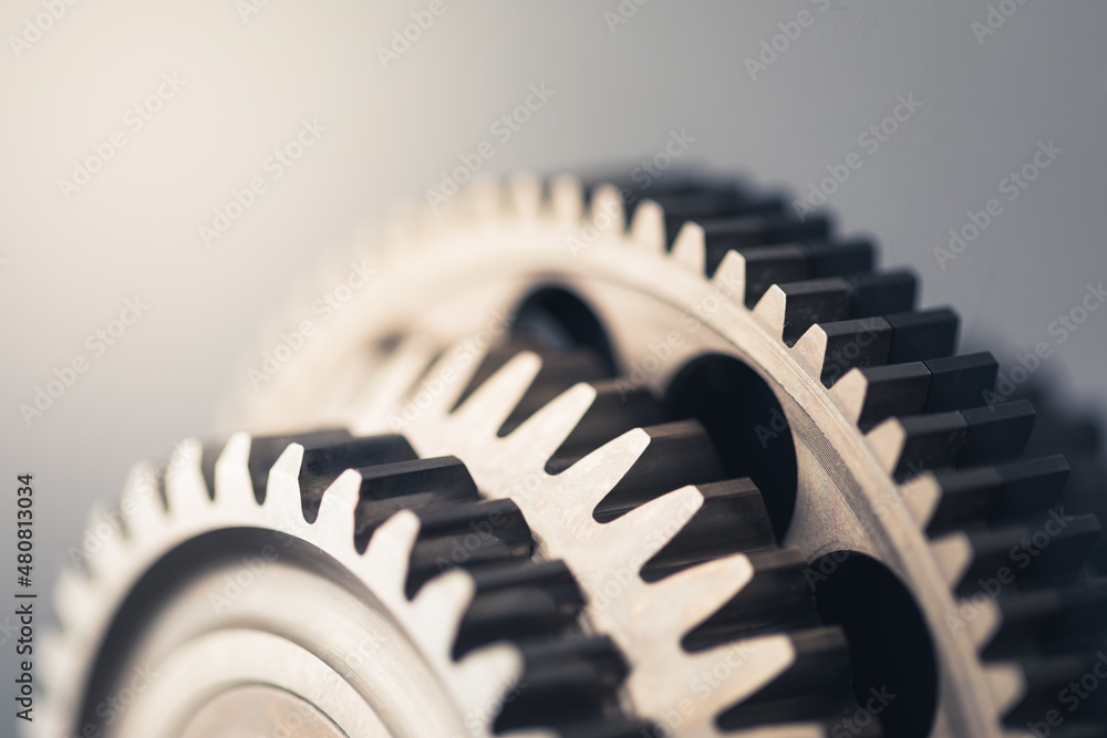 engine gear wheel with cogs, close-up view