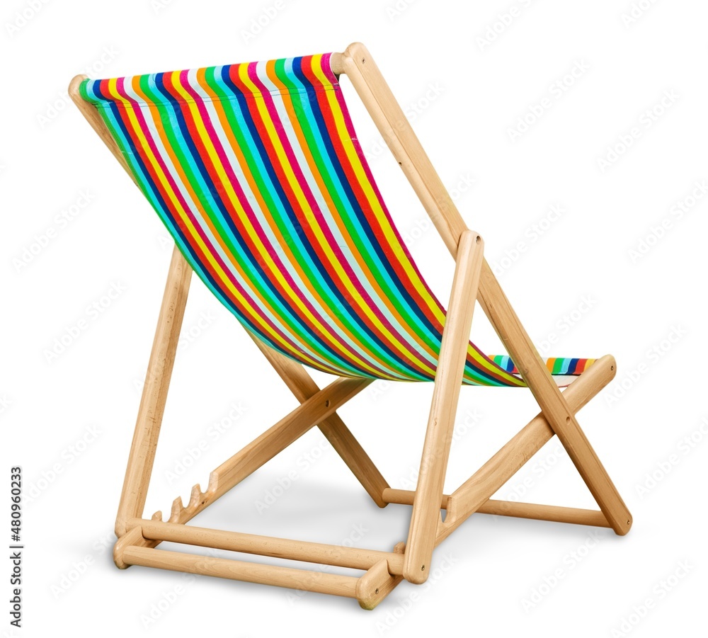 Colored fabric sun lounger with stripes