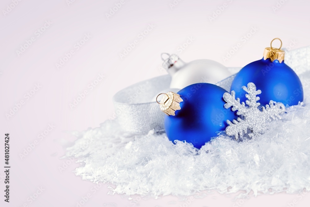 Christmas blue balls for holliday background