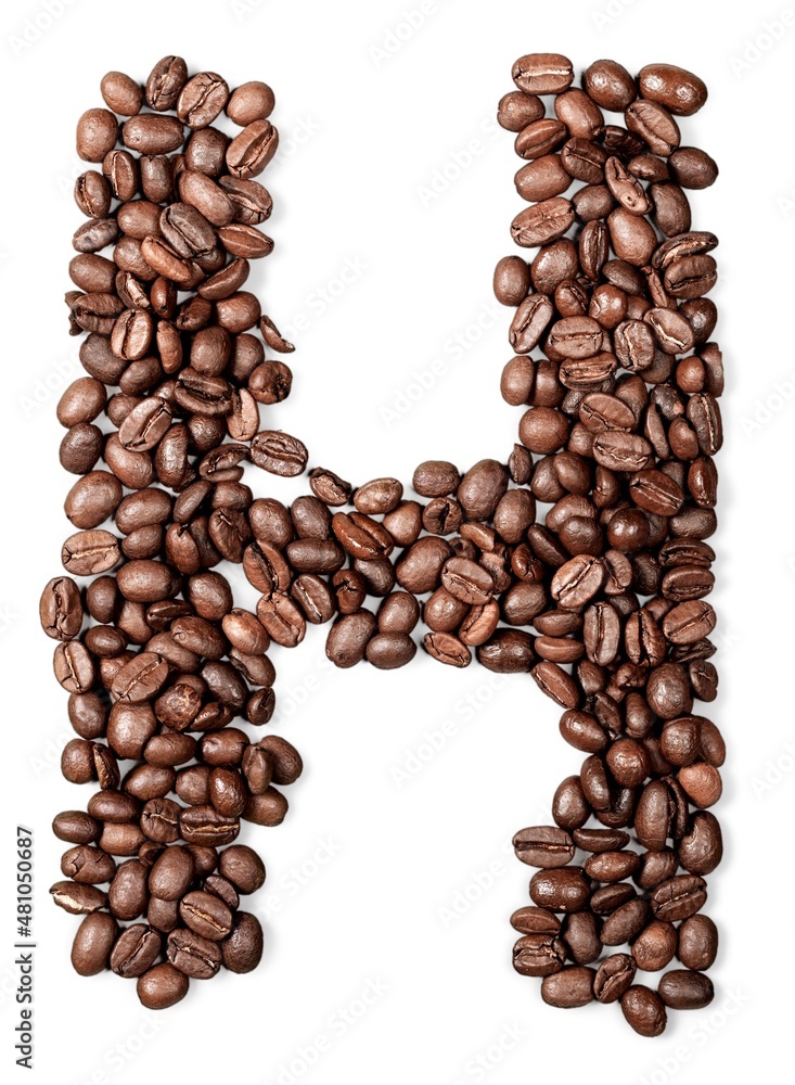 Alphabet letter of Brazilian black coffee beans