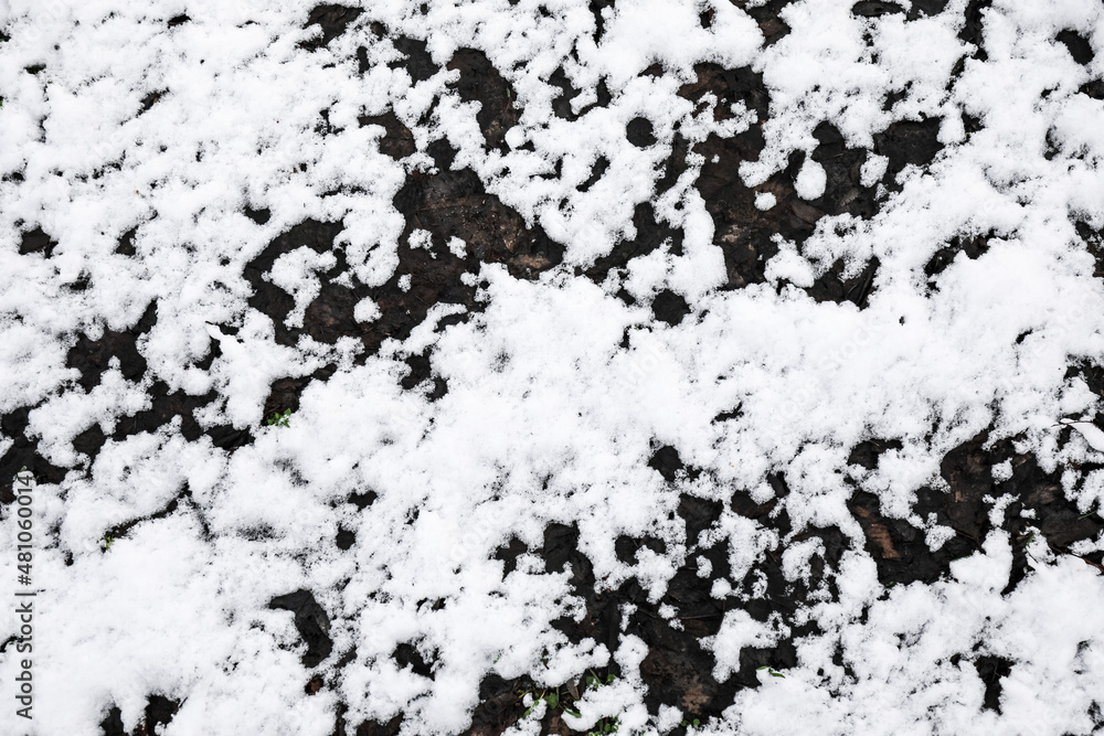 Texture of ground covered with snow