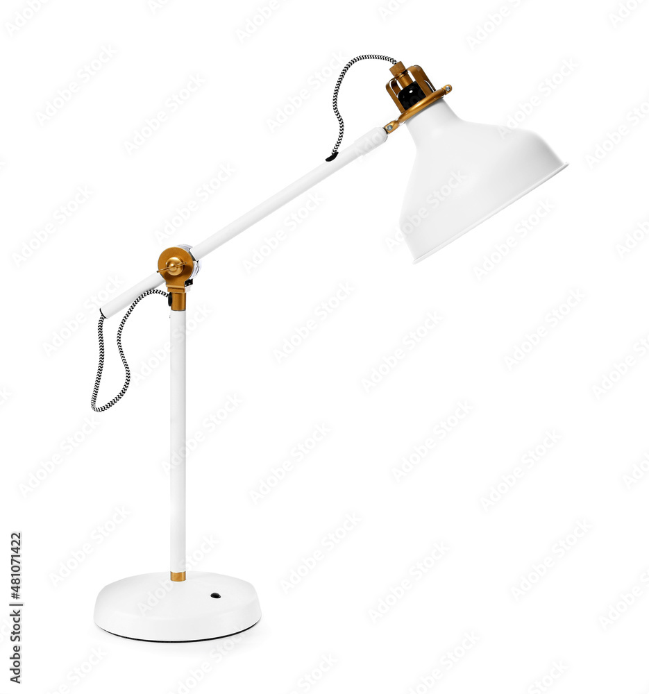 Modern metal lamp on white background