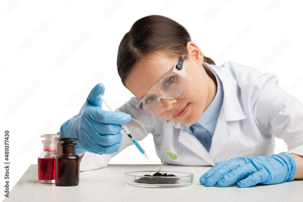 Biotechnology concept with scientist working in lab