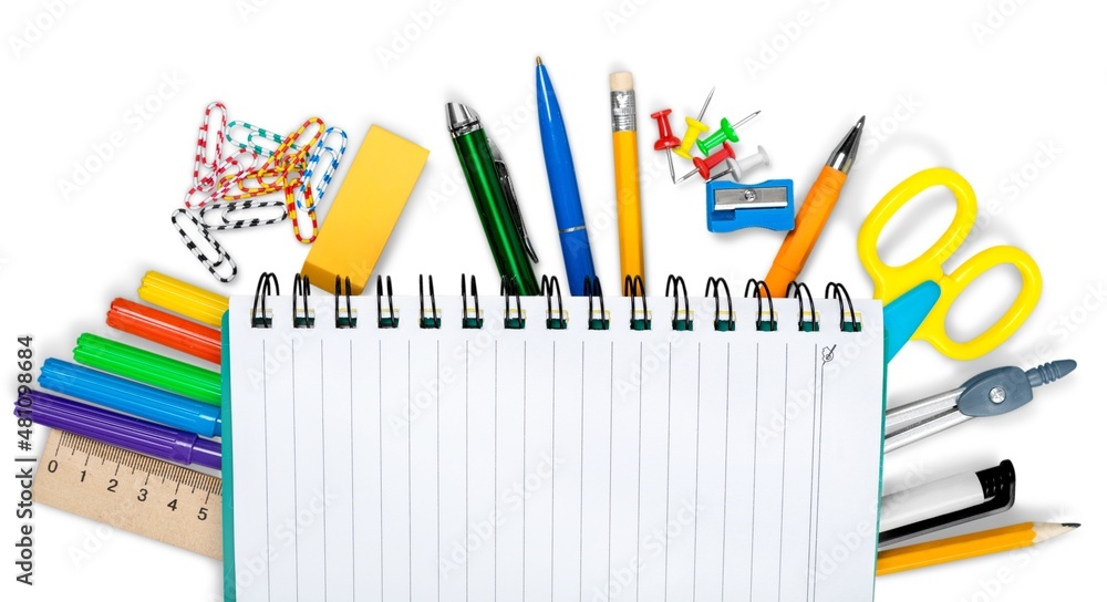 Collection of colored stationery for school and office