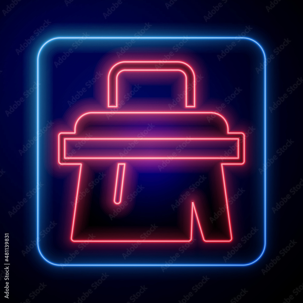 Glowing neon Sauna brush icon isolated on black background. Wooden brush with coarse bristles for wa