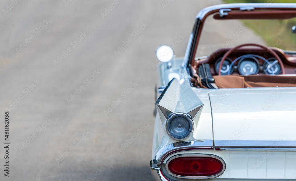 Classic car brake lights on vintage old car, Classic car background, Taillight and classic design, V