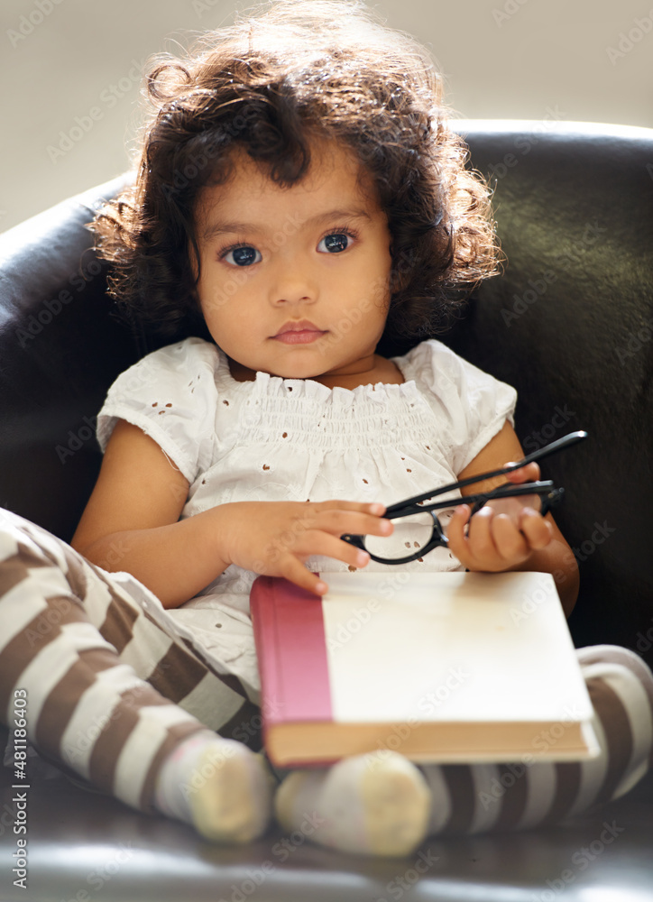 Learning as she grows. Shot of a cute little girl at home.