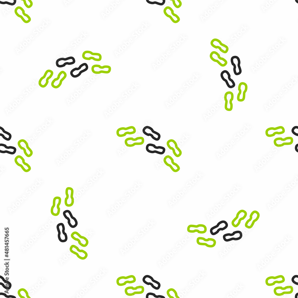 Line Human footprints shoes icon isolated seamless pattern on white background. Shoes sole. Vector