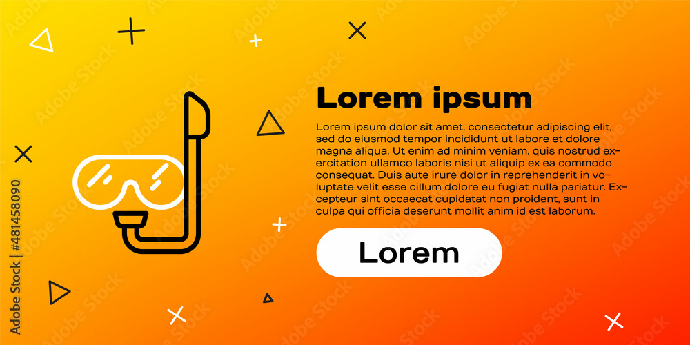 黄色背景上隔离的Line Diving面罩和浮潜图标。极限运动。水下潜水eq