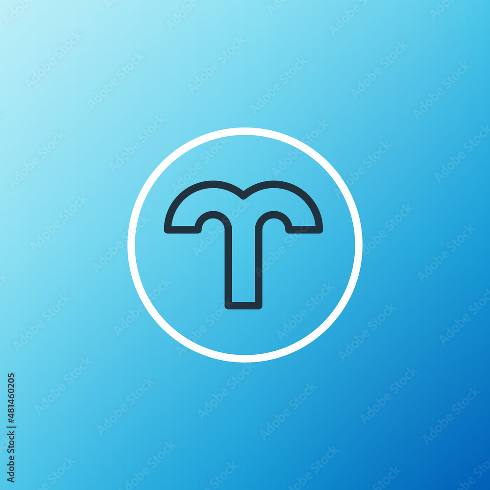 Line Aries zodiac sign icon isolated on blue background. Astrological horoscope collection. Colorful