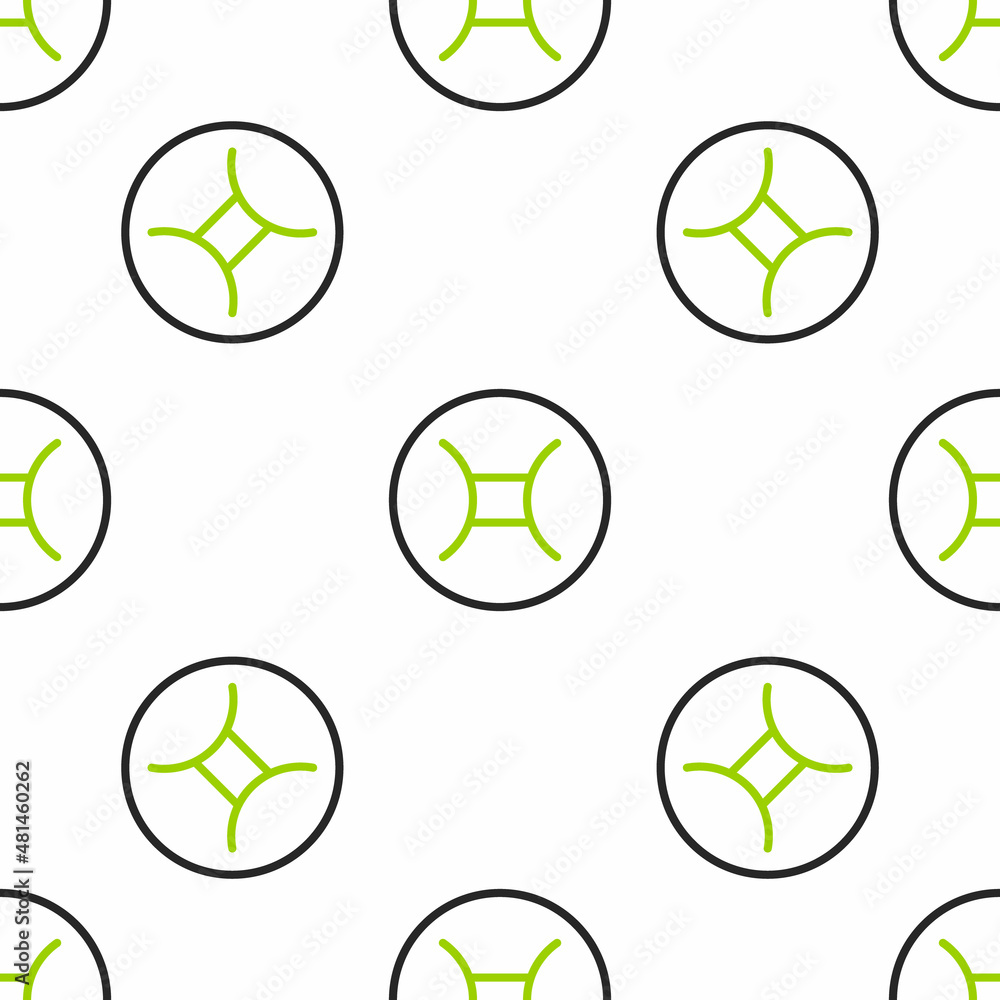 Line Gemini zodiac sign icon isolated seamless pattern on white background. Astrological horoscope c