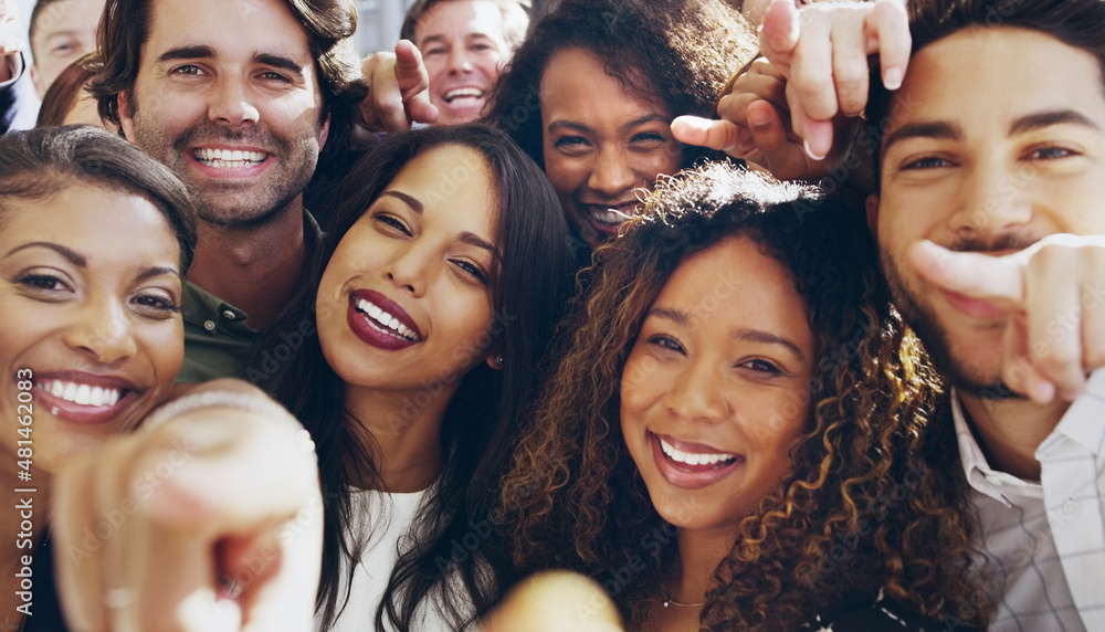 We want you. Cropped shot of a group of happy businesspeople pointing at you while standing in their