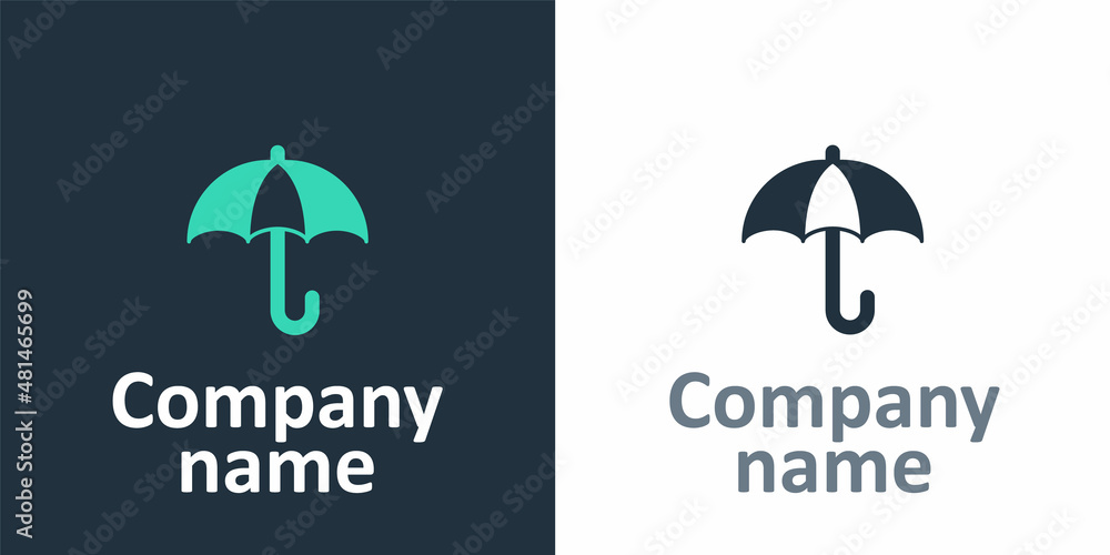 Logotype Classic elegant opened umbrella icon isolated on white background. Rain protection symbol. 