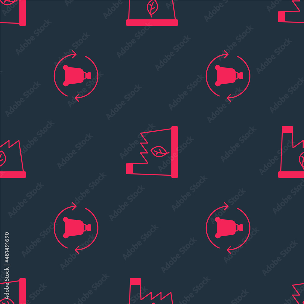 Set Garbage bag with recycle and Plant recycling garbage on seamless pattern. Vector