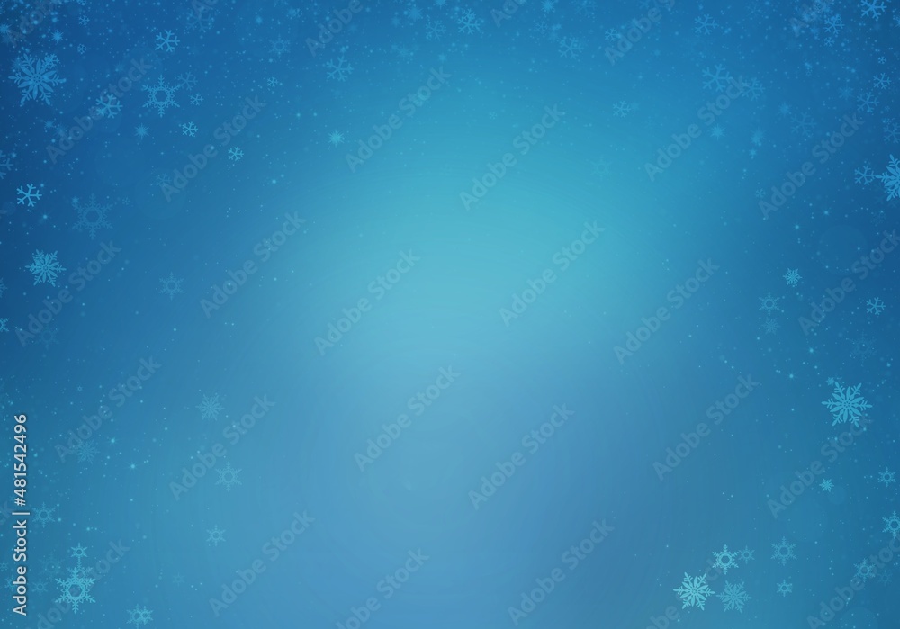 Abstract frosty pattern on glass, blue background texture.