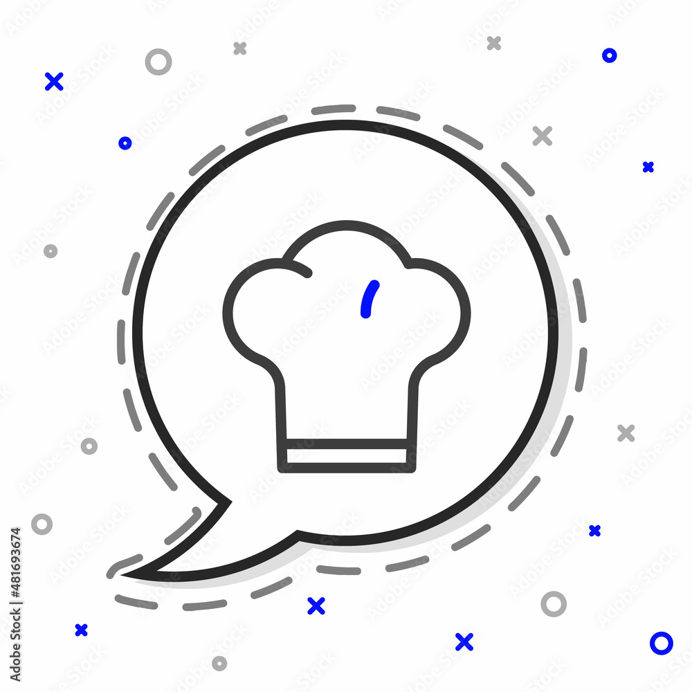 Line Chef hat icon isolated on white background. Cooking symbol. Cooks hat. Colorful outline concept