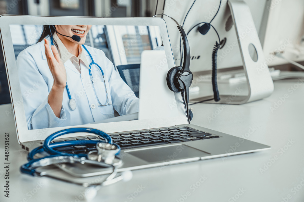 Telemedicine service online video call for doctor to actively chat with patient via remote healthcar