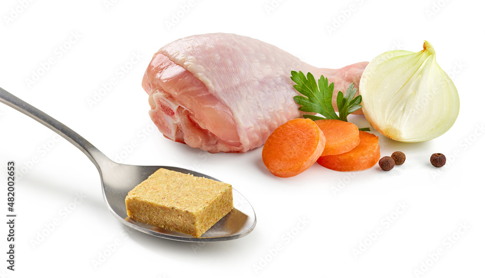 fresh raw chicken leg and vegetables