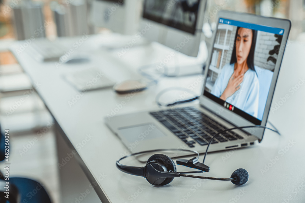 Telemedicine service online video call for doctor to actively chat with patient via remote healthcar