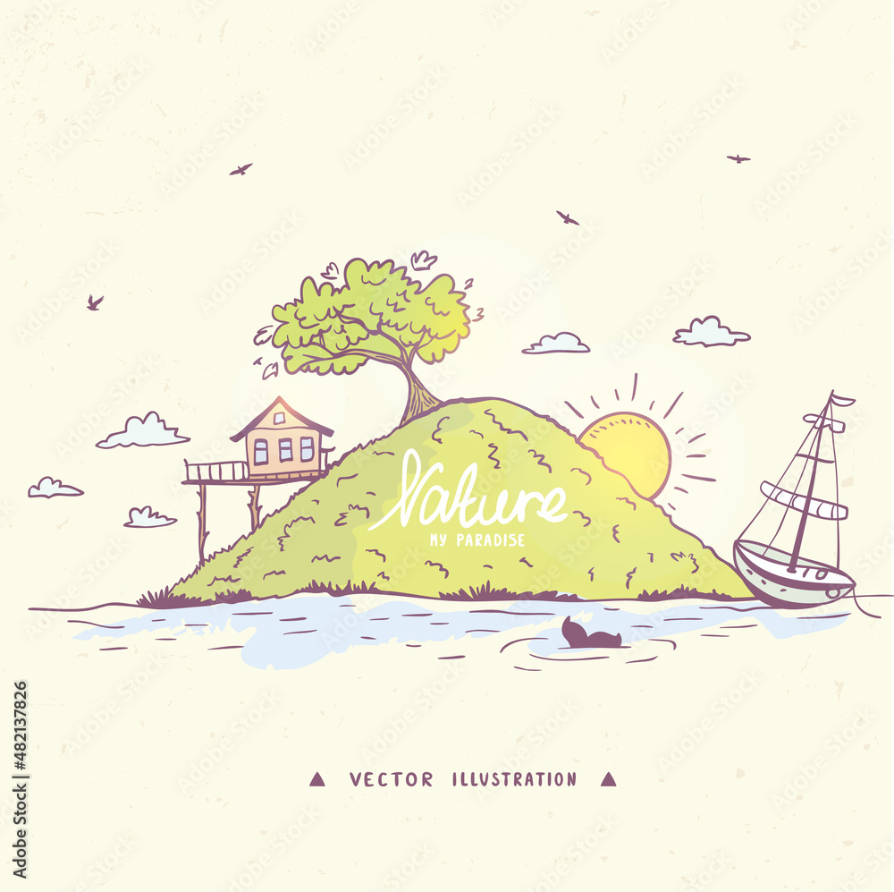 island nature doodles color