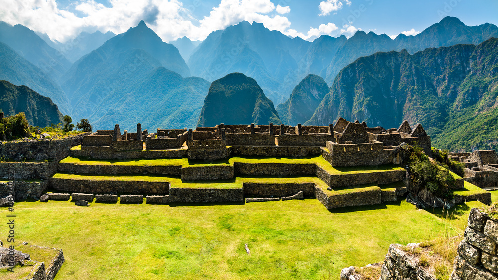 Ruins of ancient Incan city of Machu Picchu. UNESCO world heritage in Peru