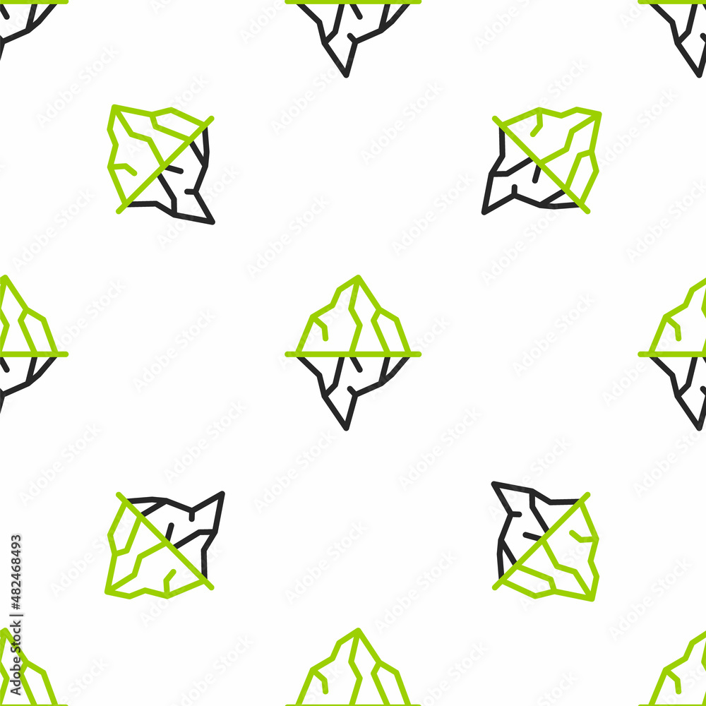 Line Iceberg icon isolated seamless pattern on white background. Vector