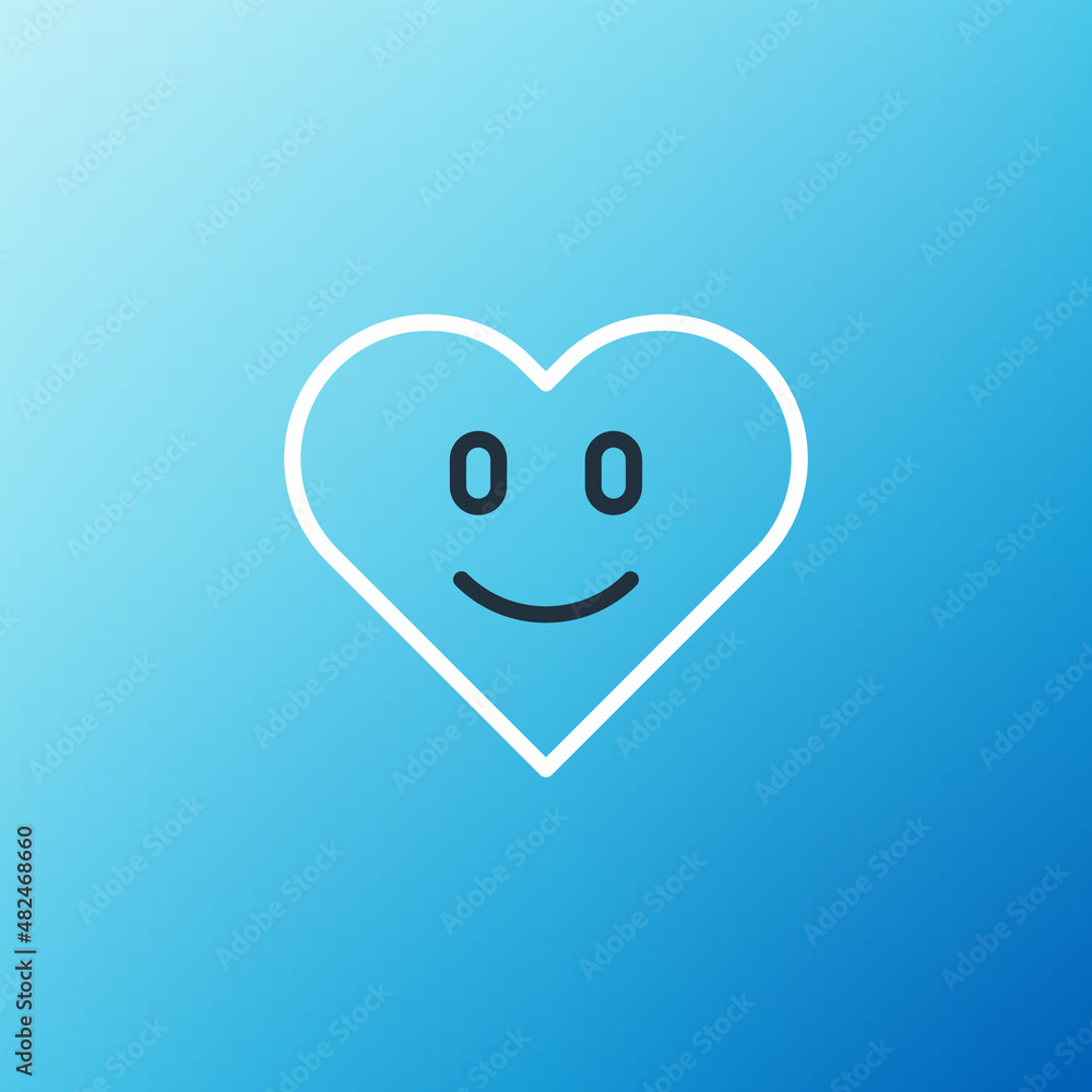 Line Heart icon isolated on blue background. Romantic symbol linked, join, passion and wedding. Happ