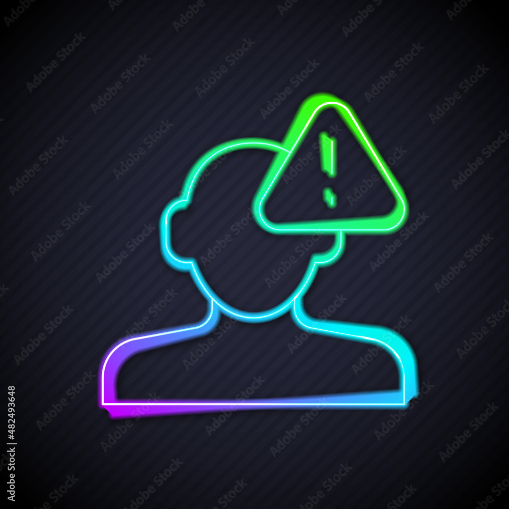 Glowing neon line Finding a problem in psychology icon isolated on black background. Vector