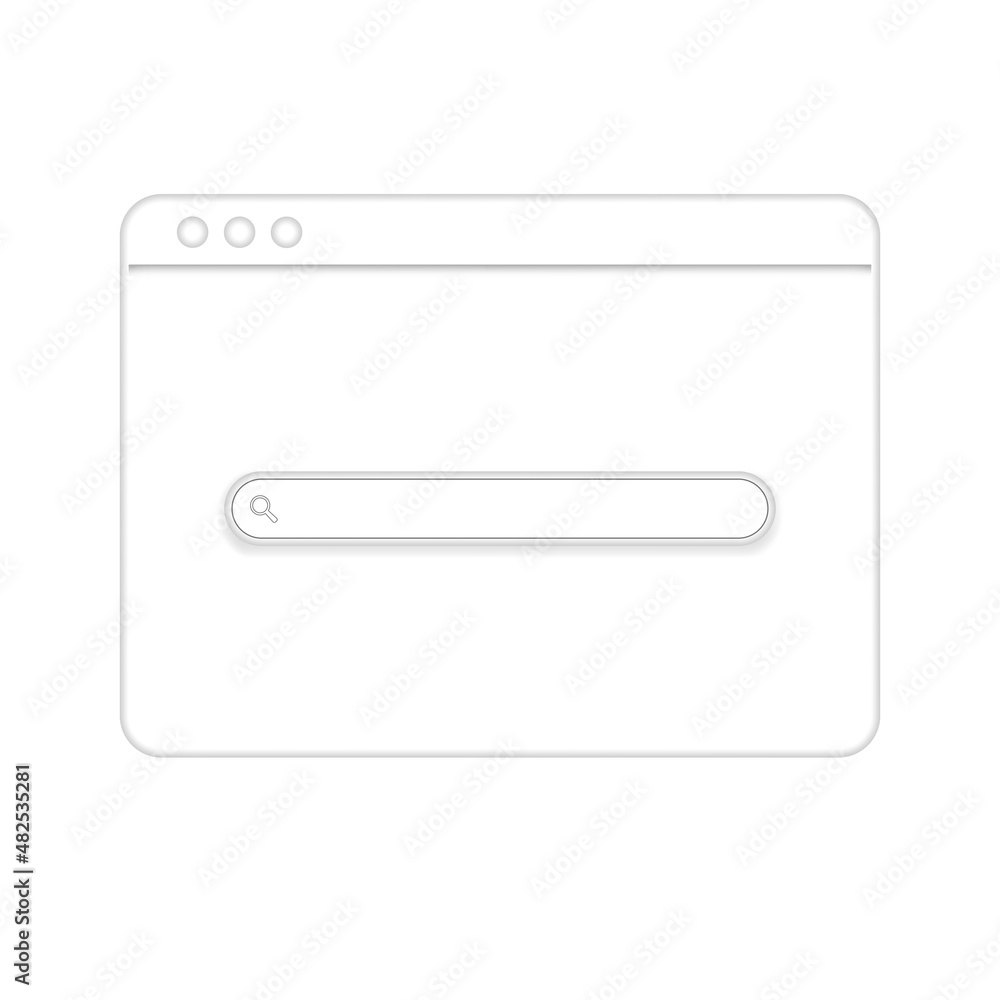 Blank white 3D search box in the browser, template for web design, web search bar, white browser bar