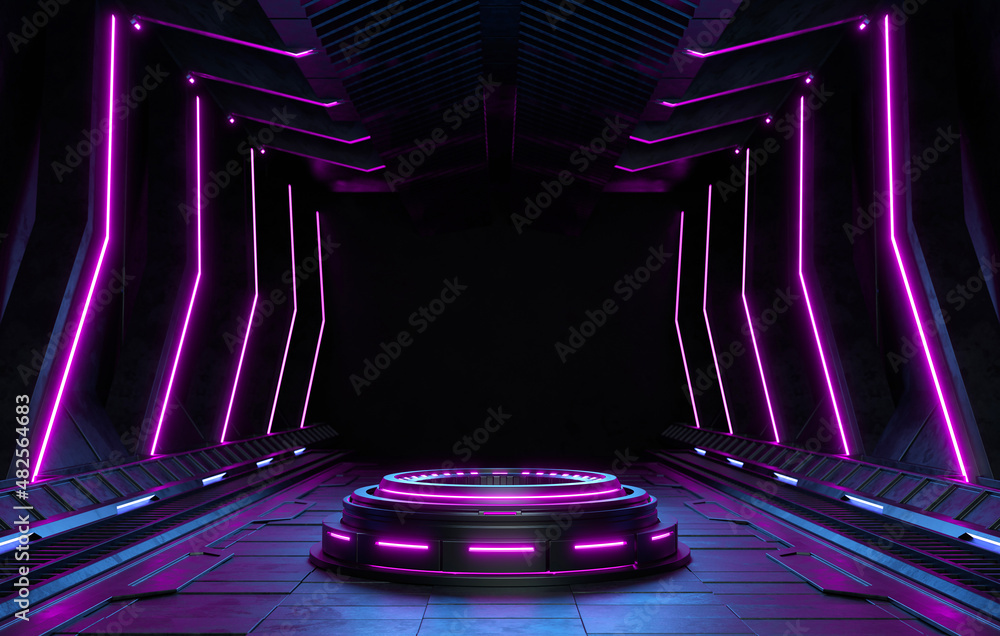 Abstract background, Futuristic pedestal for product presentation.	