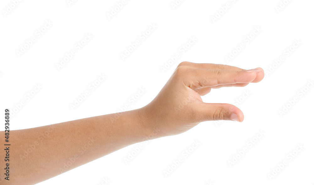 Child holding something on white background