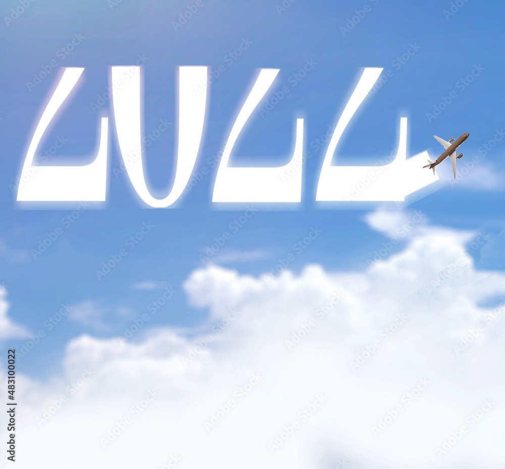 happy New year 2022 concept. cloud drawing by airplane in blue sky