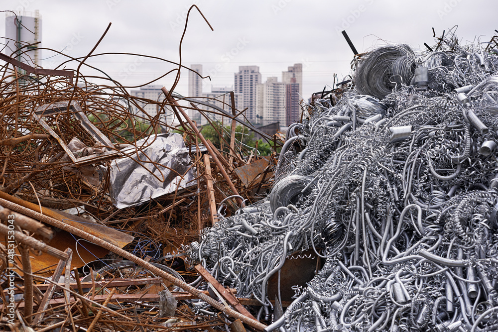 Industrial re-purposing. Cropped shot of a pile of equipment and scrap metal.