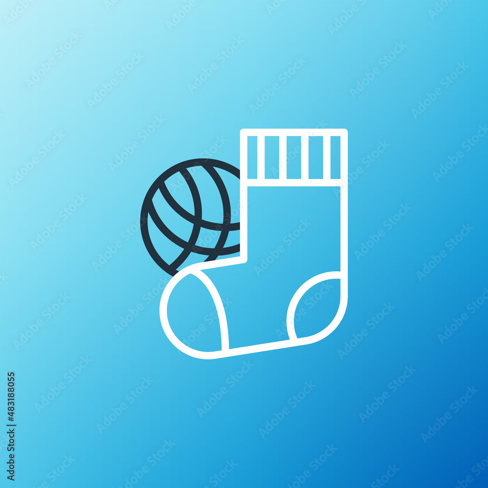 Line Socks icon isolated on blue background. Colorful outline concept. Vector