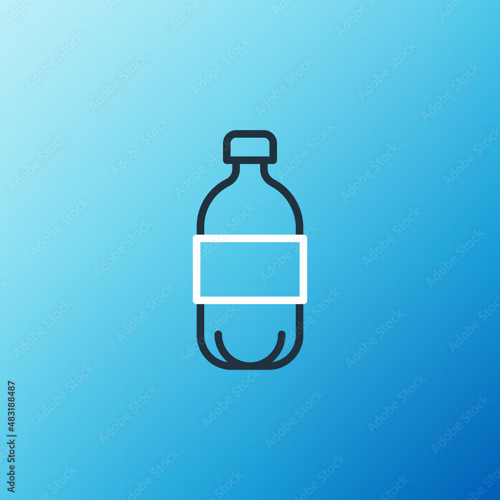 Line Bottle of water icon isolated on blue background. Soda aqua drink sign. Colorful outline concep