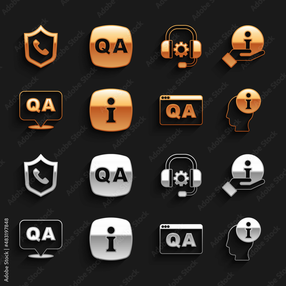 Set Information, Question and Answer, Headphones, Telephone 24 hours support and icon. Vector