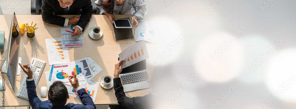 Business people group meeting shot from top widen view in office . Profession businesswomen, busines