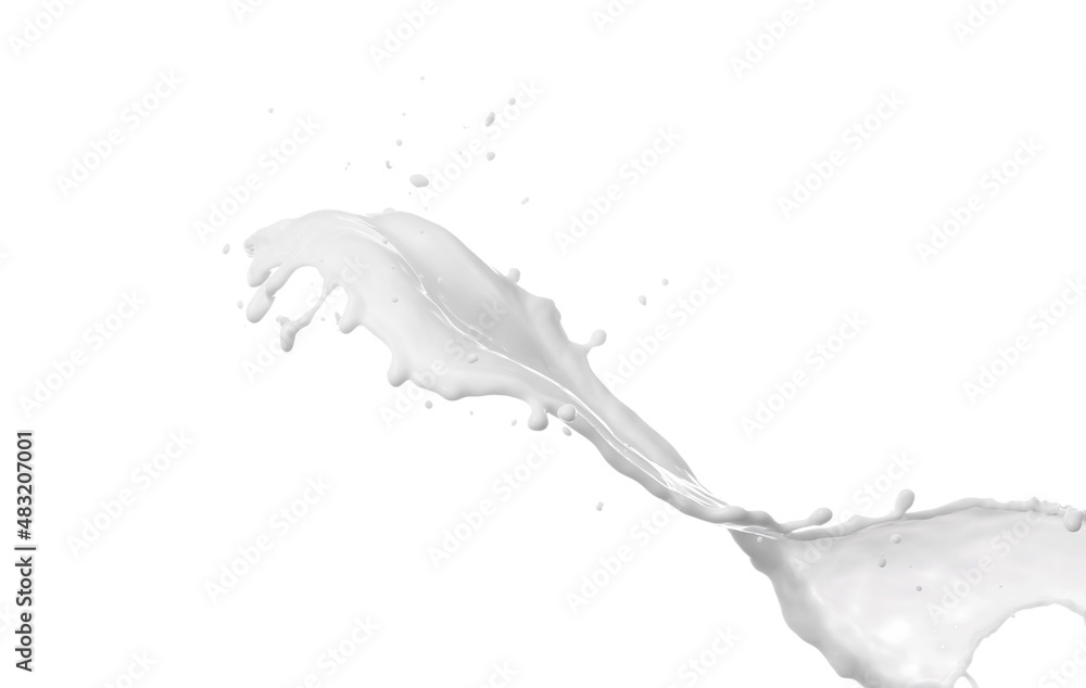 Splash of fresh milk on white background