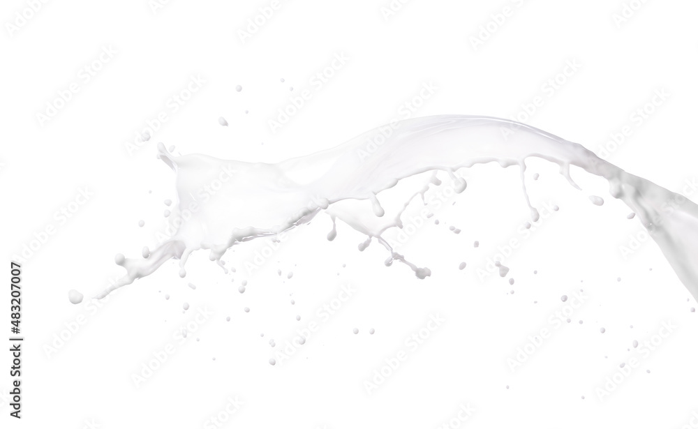 Splash of fresh milk on white background