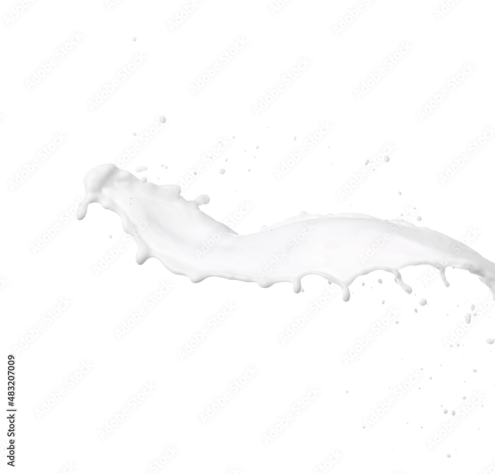 Splash of fresh milk on white background