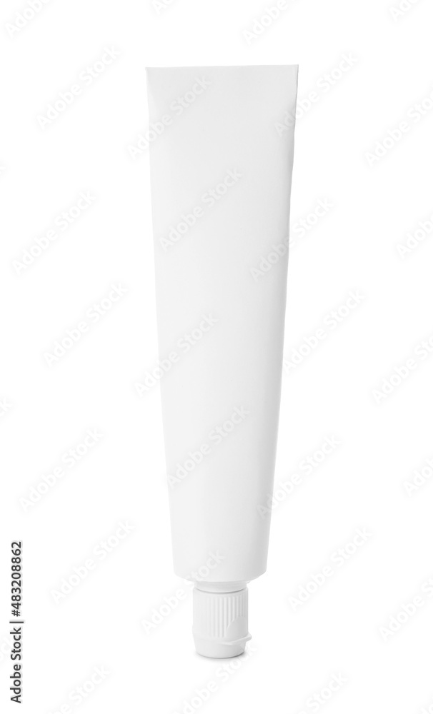 Tube of toothpaste on white background