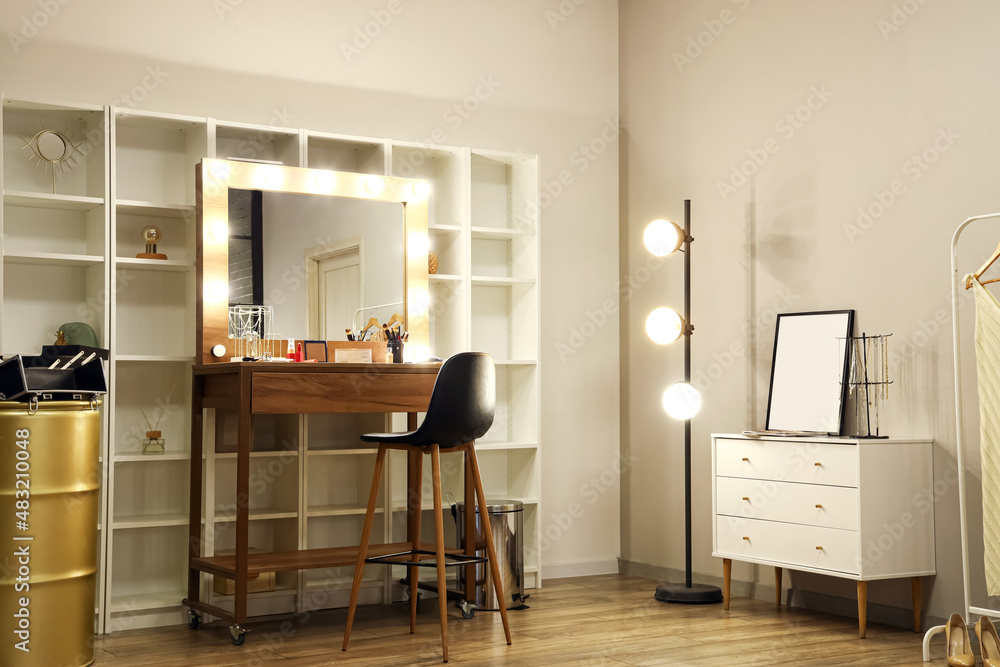 Modern interior of stylish makeup room